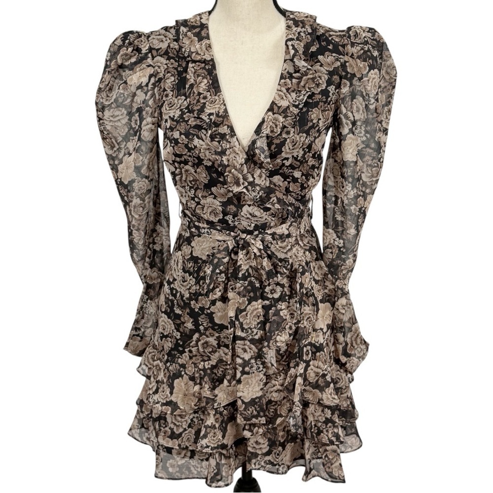 Bardot Winona Black and Cream Floral Long Sleeve Dress size small - Picture 16 of 16